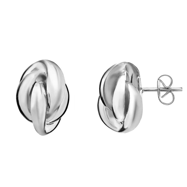 9ct white gold 14mm x 10mm knot stud earrings