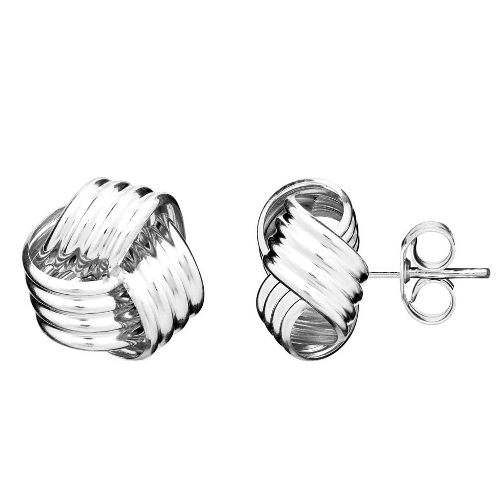 9ct white gold 12mm knot stud earrings