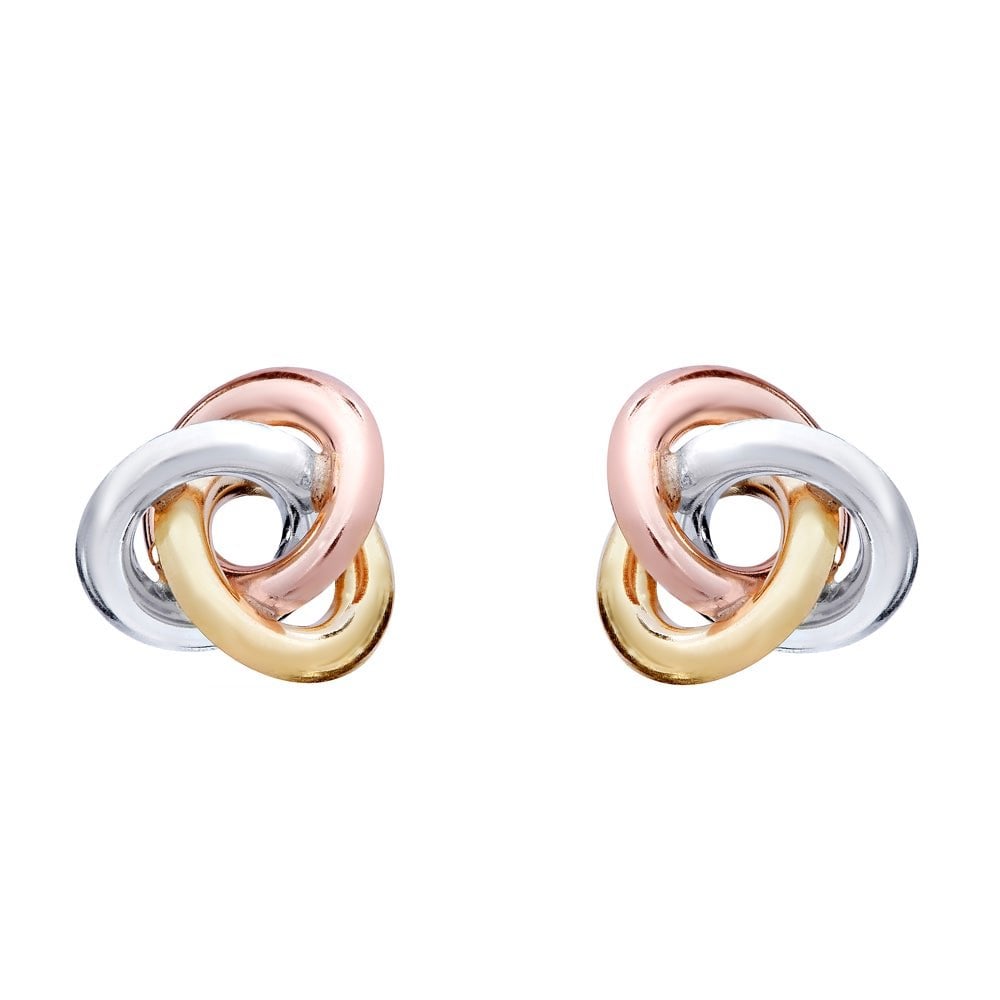 9ct multi gold 10mm open knot stud earrings