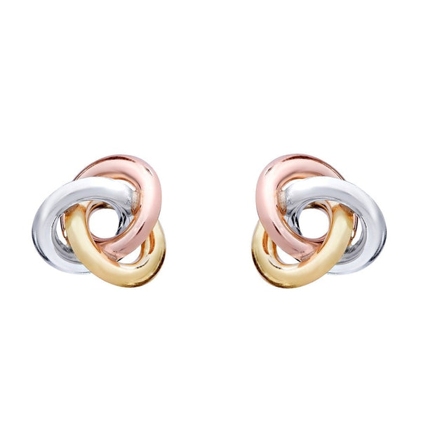 9ct multi gold 10mm open knot stud earrings