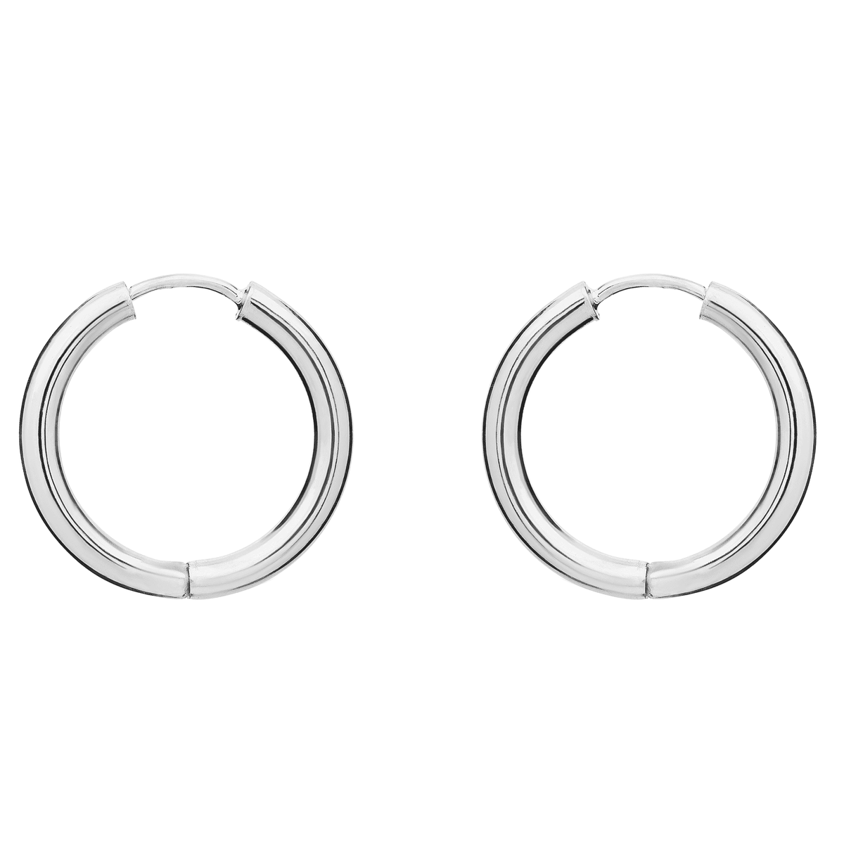 9ct white gold 20mm x 3mm hoop earrings