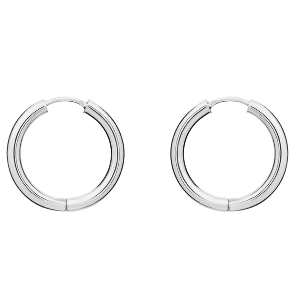 9ct white gold 20mm x 3mm hoop earrings