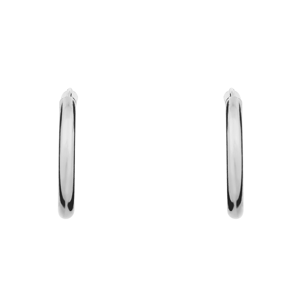 9ct white gold 20mm x 3mm hoop earrings