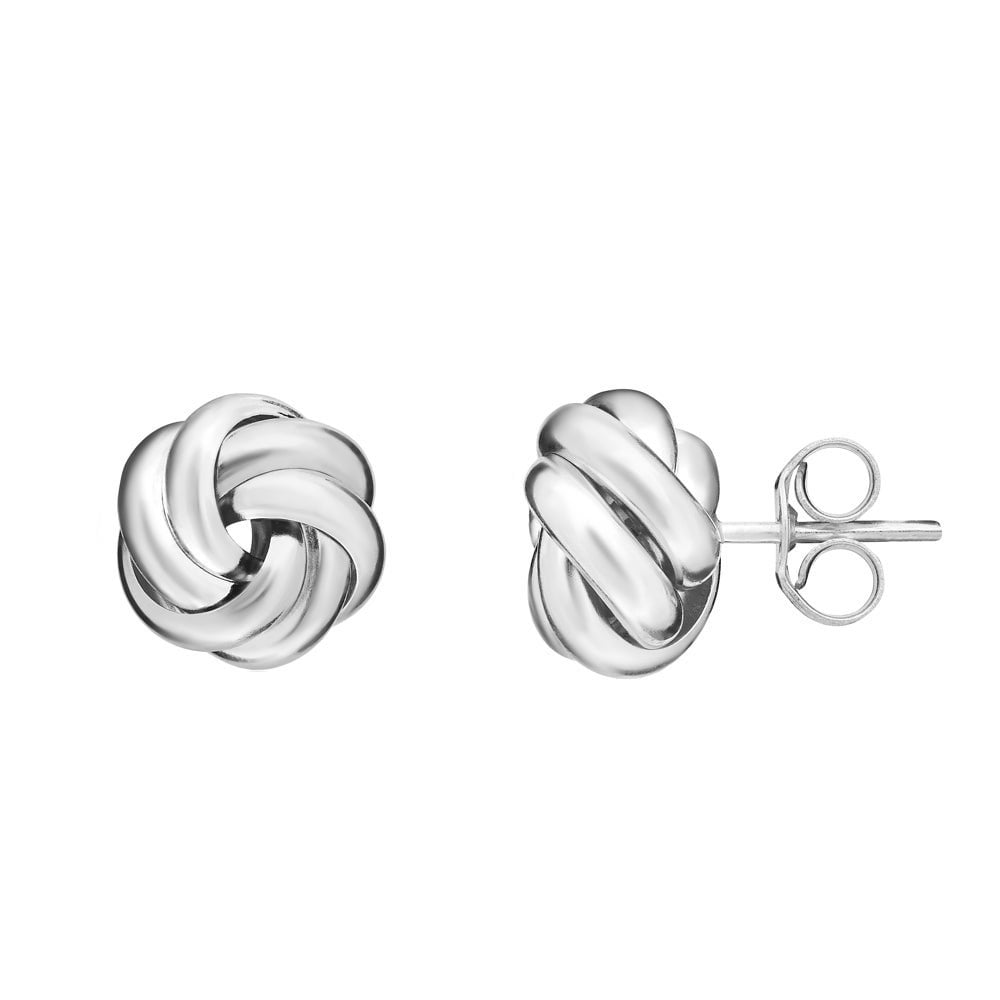 9ct white gold 9mm knot stud earrings