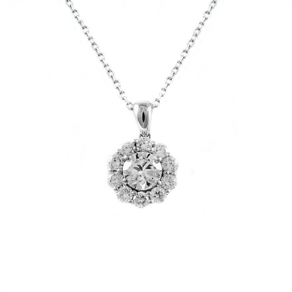 18ct white gold 1.23ct diamond flower cluster pendant