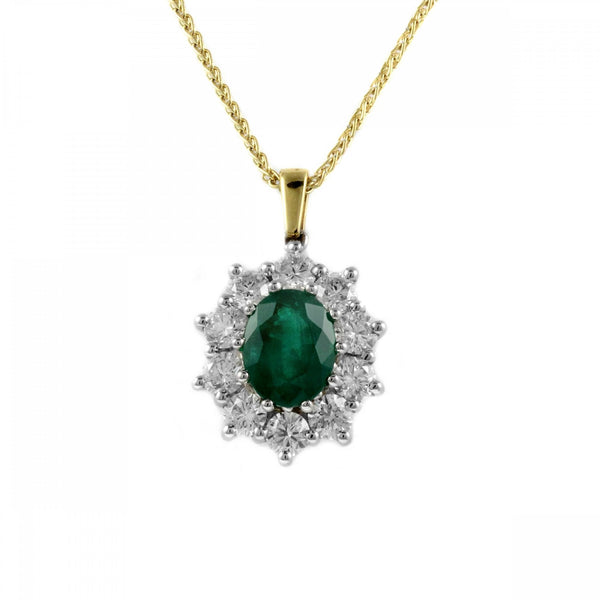18ct yellow & white gold 1.75ct emerald & 1.44ct diamond pendant