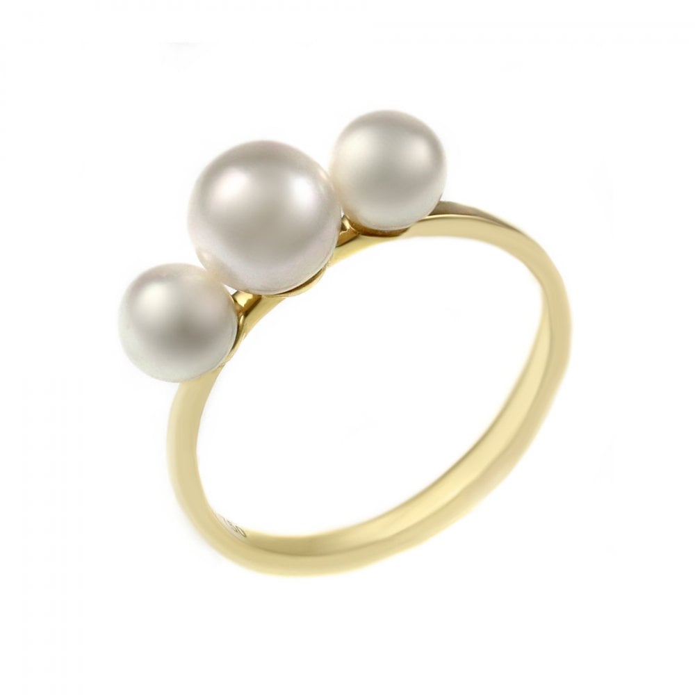 18ct yellow gold 6.5mm x 5.0mm Japanese Akoya pearl ring