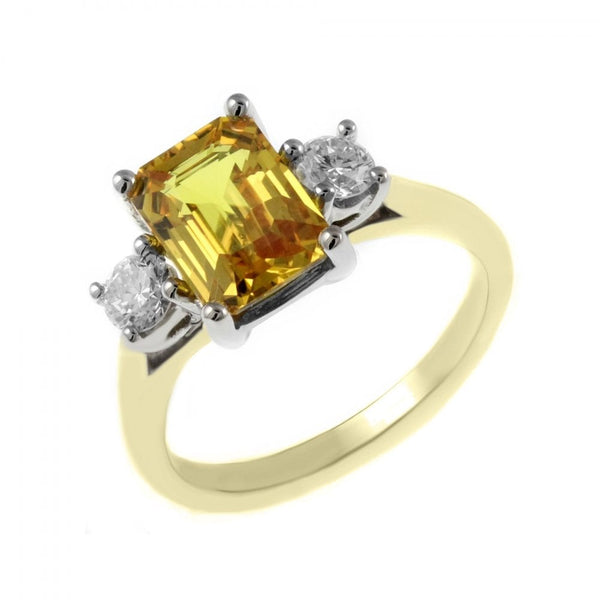 18ct yellow gold 2.82ct yellow sapphire & 0.40ct diamond ring