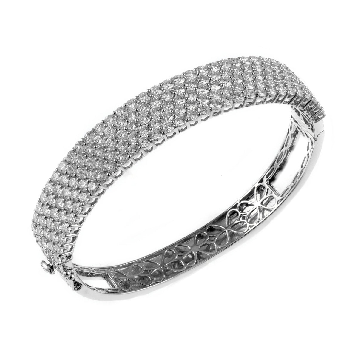 18ct white gold 12.98ct round brilliant diamond 5 row bangle