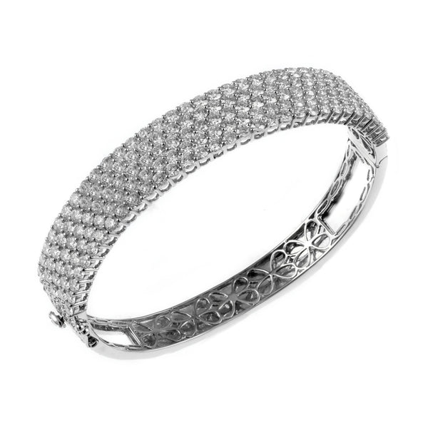 18ct white gold 12.98ct round brilliant diamond 5 row bangle
