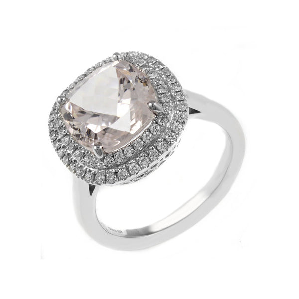 18ct white gold 5.04ct kunzite & 0.40ct diamond ring