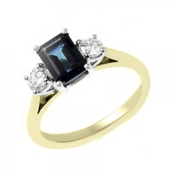 18ct yellow gold 1.30ct blue tourmaline & 0.30ct diamond ring