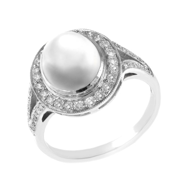 18ct white gold 2.51ct rainbow moonstone & 0.36ct diamond ring
