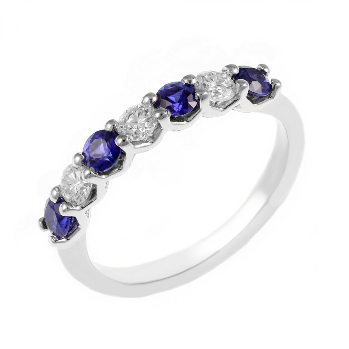 Platinum 0.51ct sapphire & 0.30ct diamond 7 stone ring