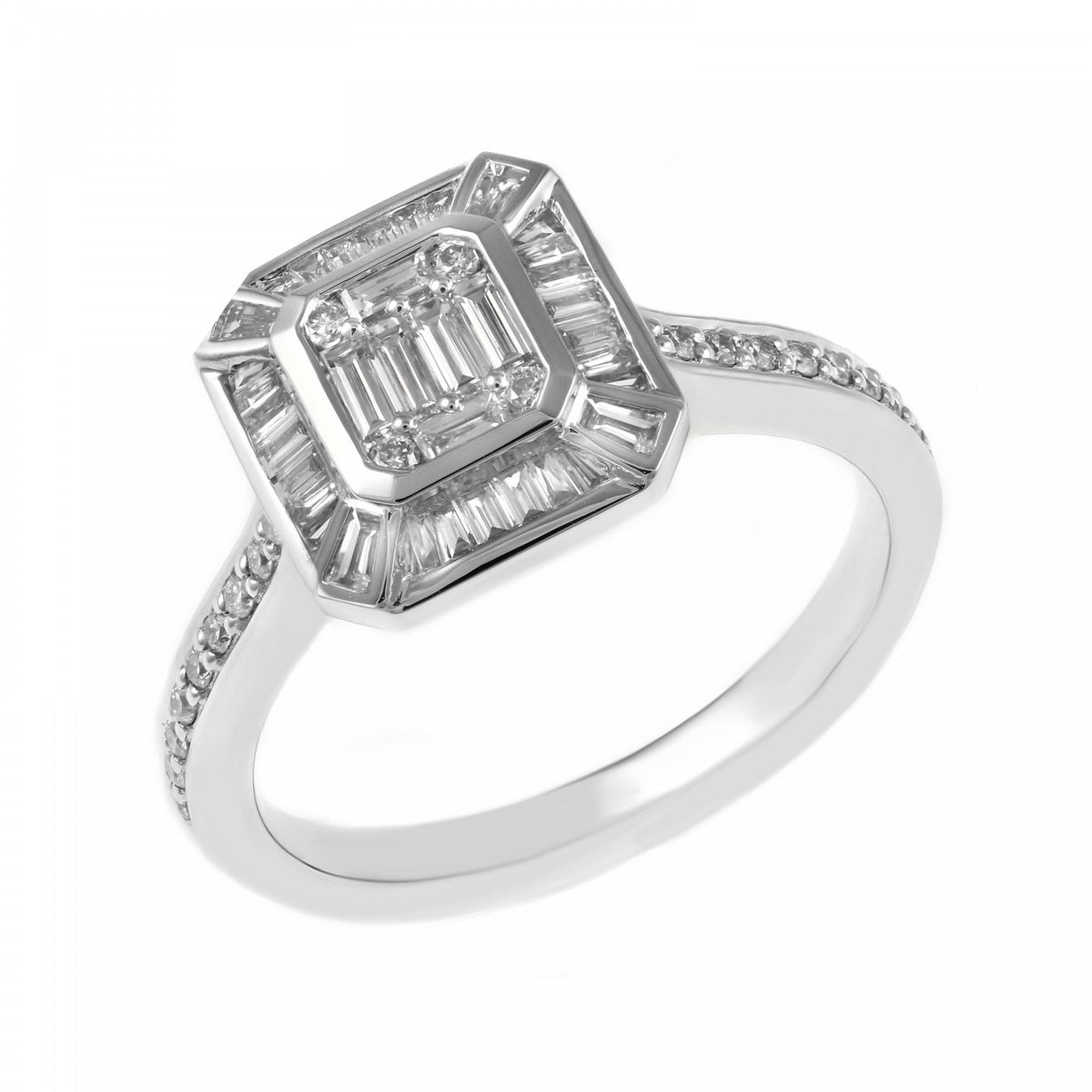 Platinum 0.62ct diamond Art Deco style cluster ring