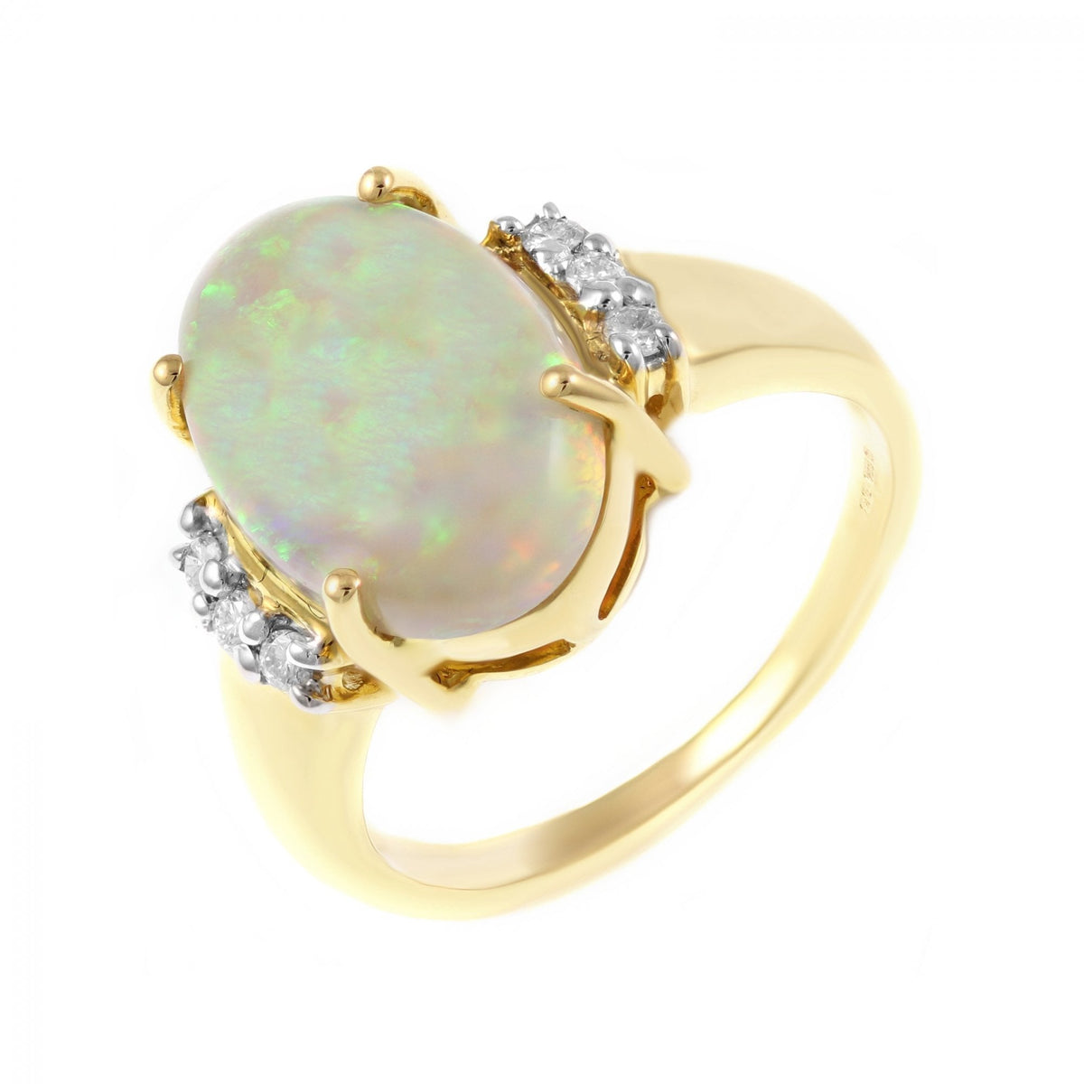 18ct yellow gold 1.94ct natural opal & 0.11ct diamond ring