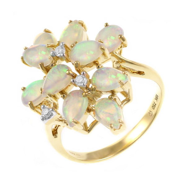 18ct yellow gold 2.22ct natural opal & 0.06ct diamond ring
