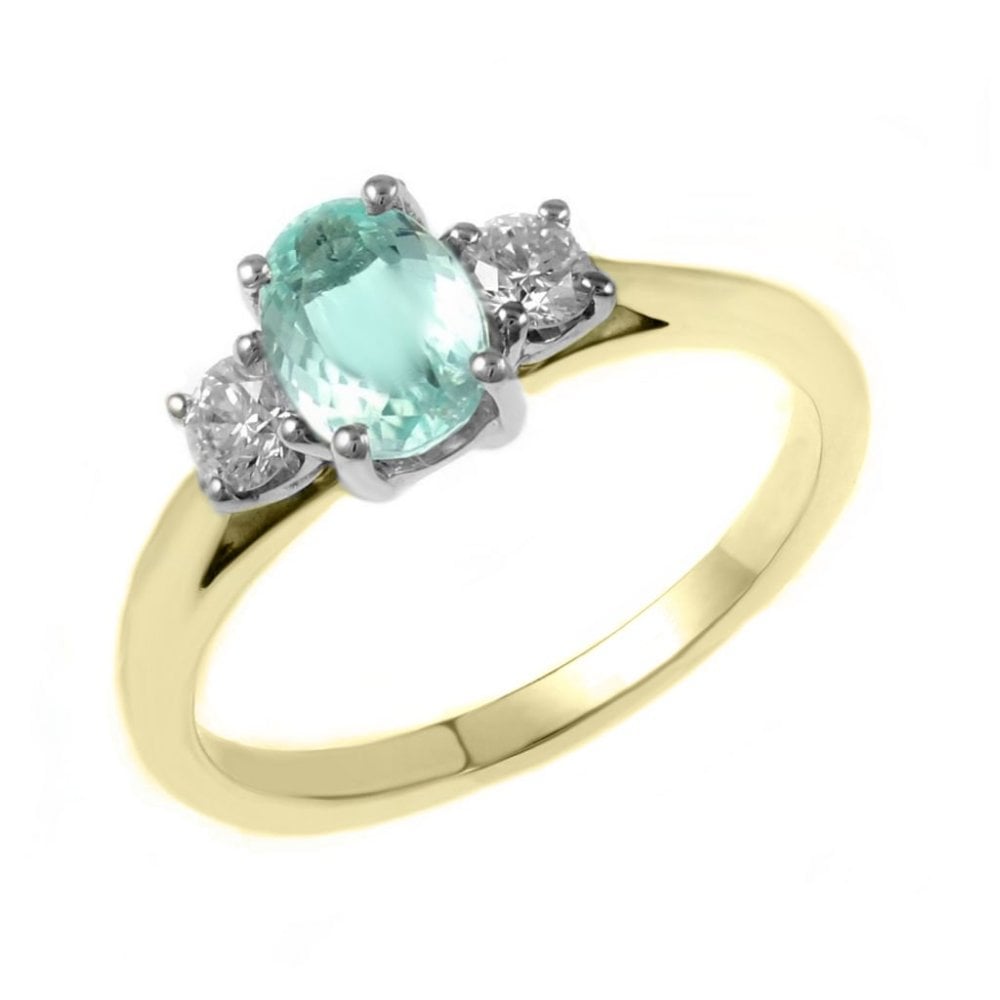 18ct yellow gold 0.75ct paraiba tourmaline & 0.25ct diamond ring