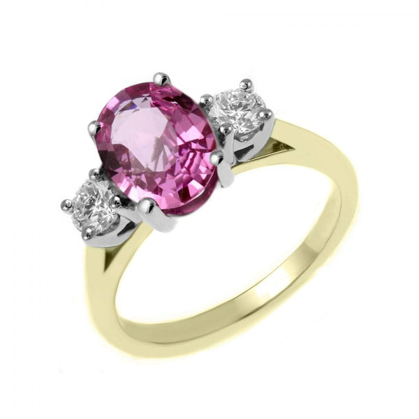 18ct yellow gold 1.73ct pink sapphire & 0.41ct diamond ring