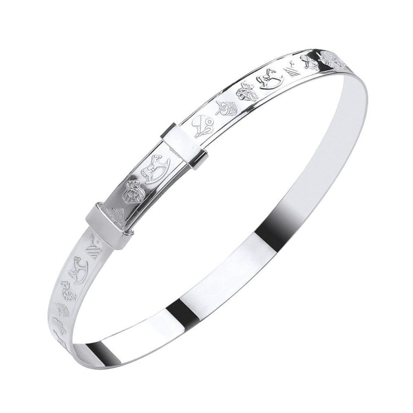 Silver 4.00mm expandable embossed baby bangle