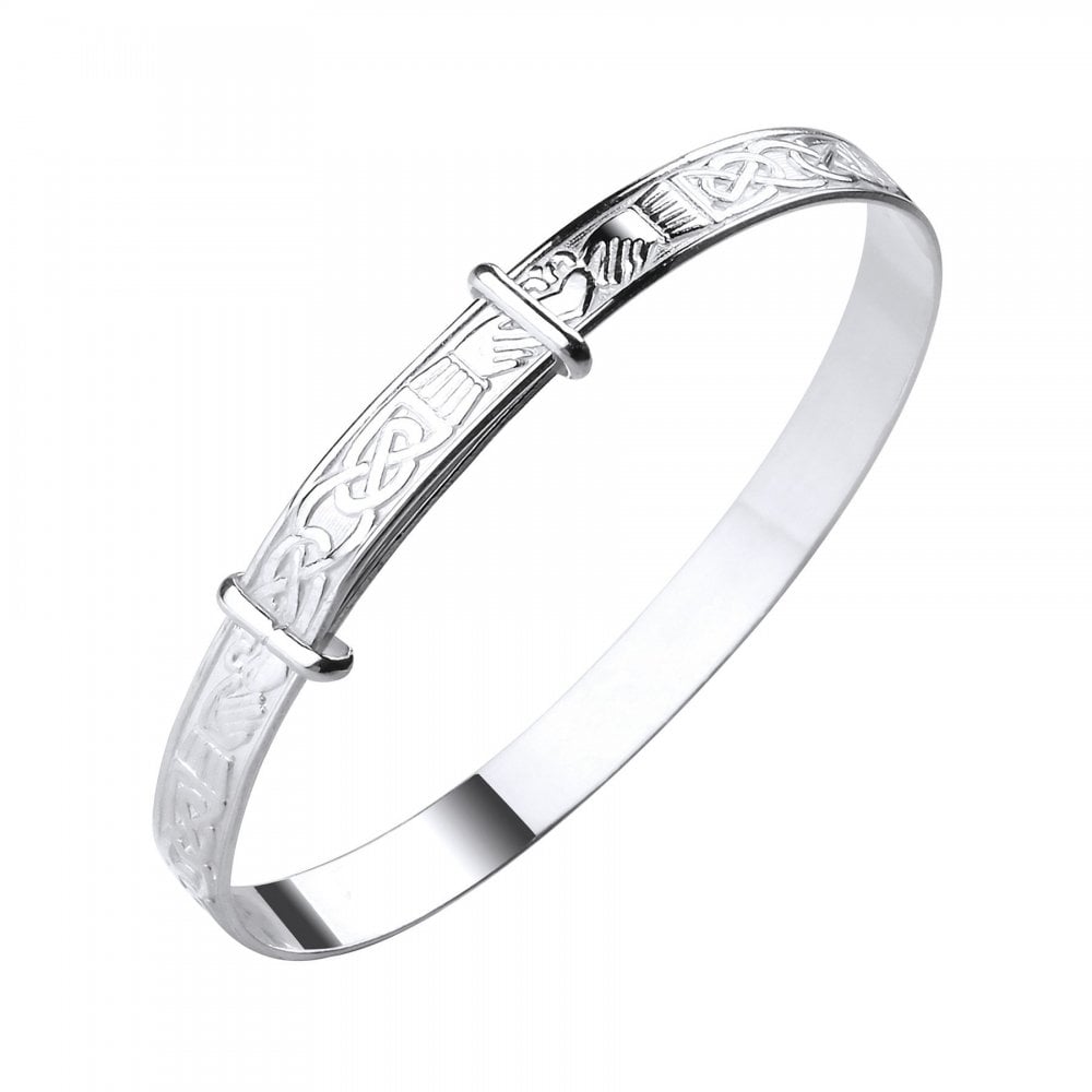 Silver 5.00mm expandable Celtic Claddagh baby bangle