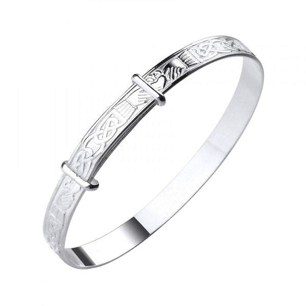 Silver 5.00mm expandable Celtic Claddagh baby bangle