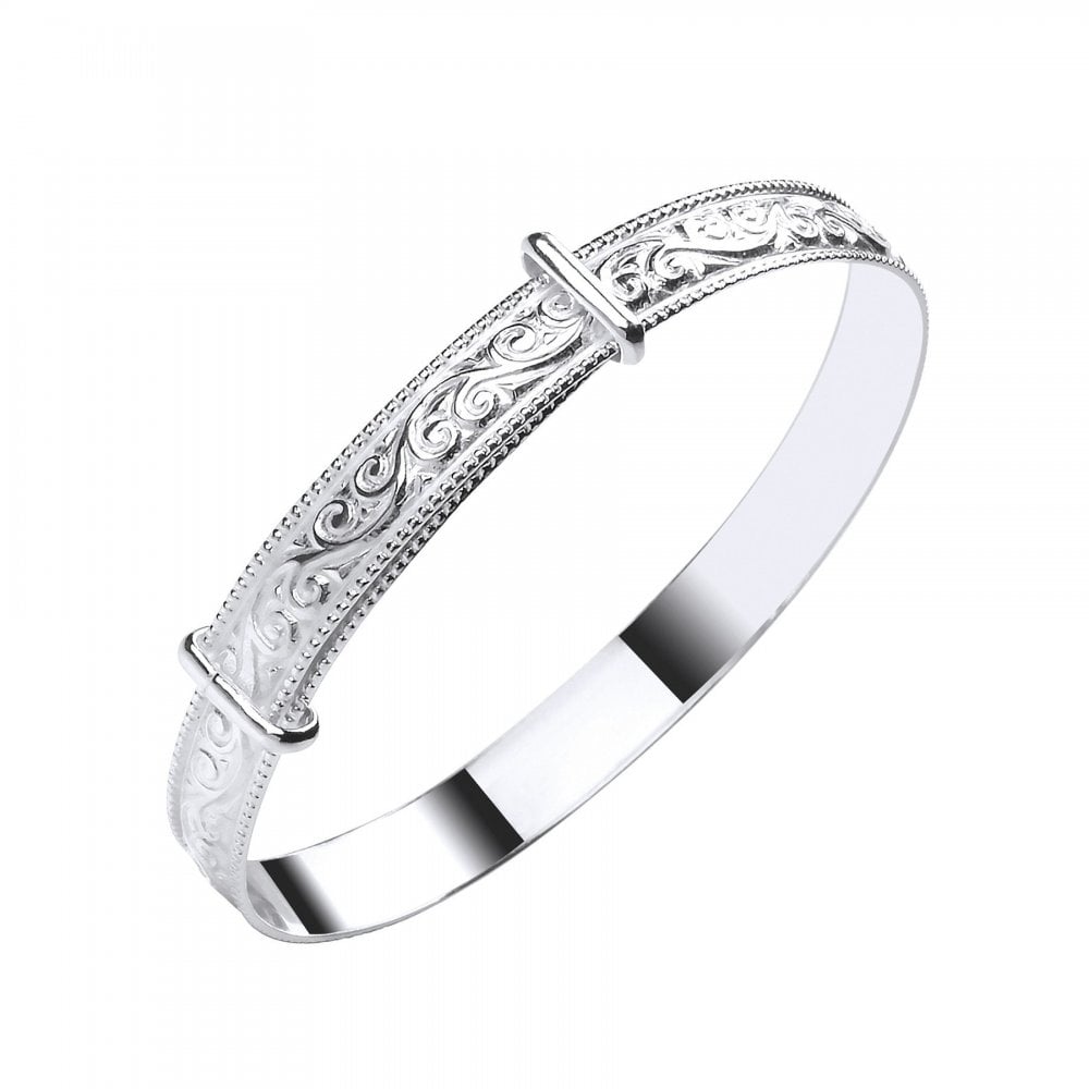 Silver 6.00mm expandable swirl design baby bangle