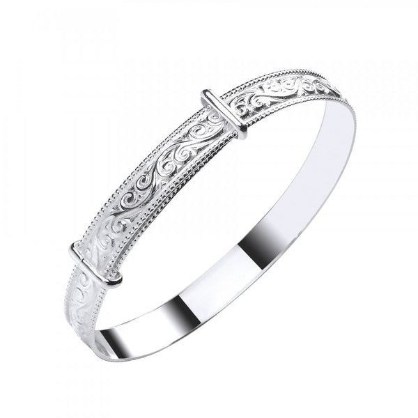 Silver 6.00mm expandable swirl design baby bangle