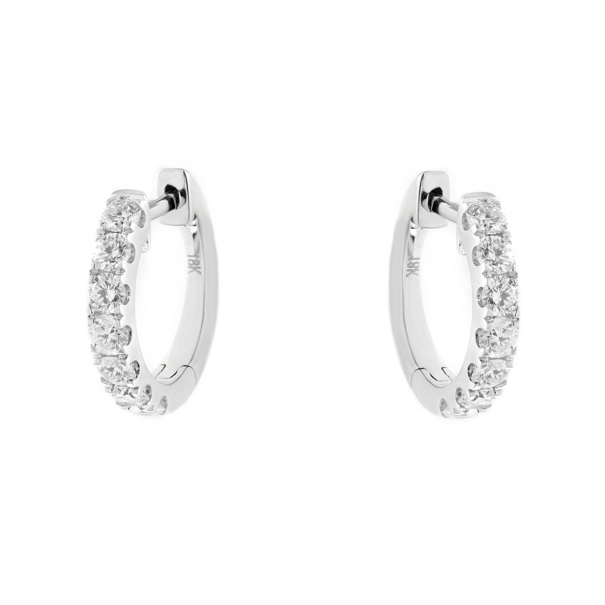 18ct white gold 1.04ct round brilliant cut diamond hoop earrings