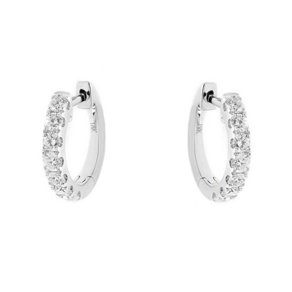 18ct white gold 1.04ct round brilliant cut diamond hoop earrings
