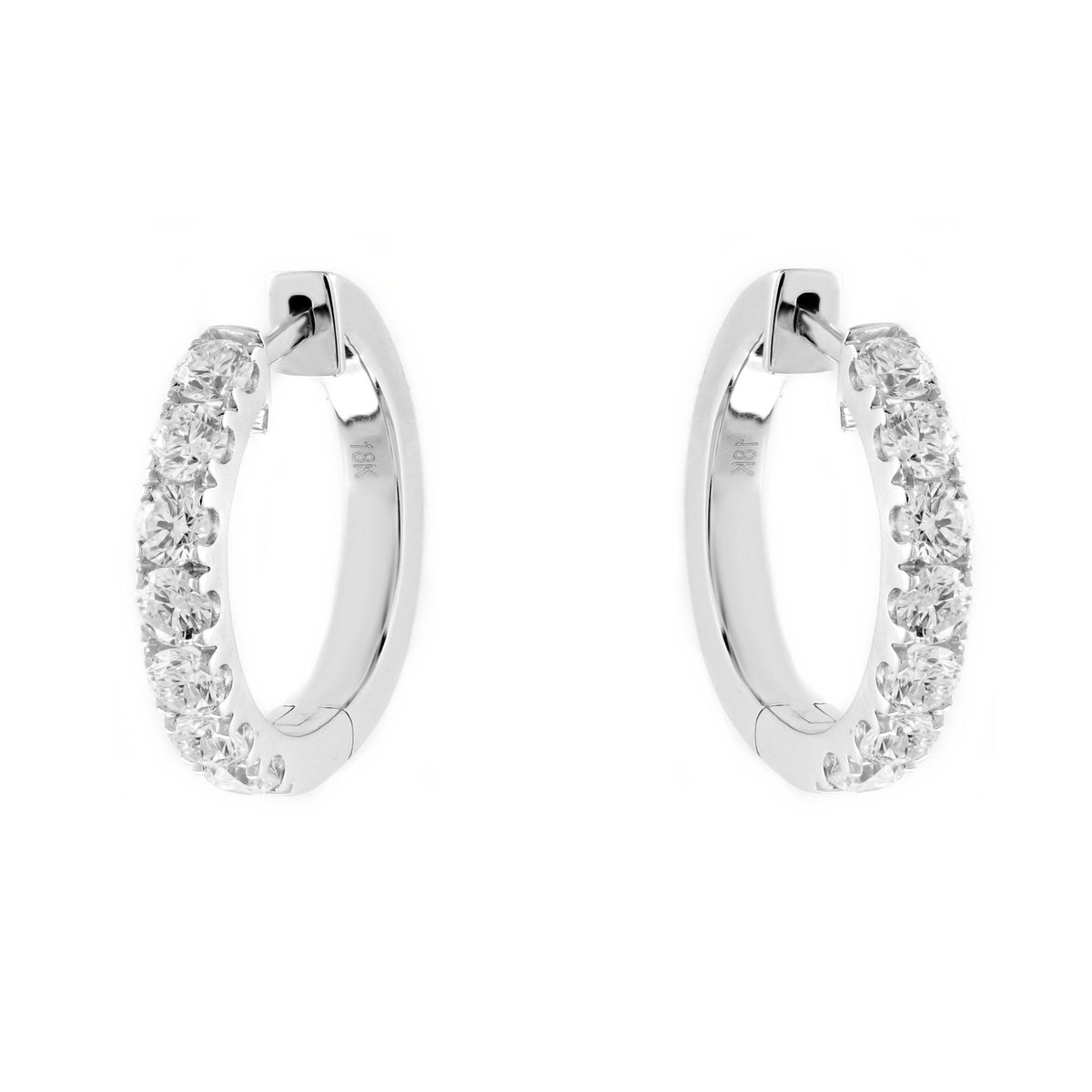 18ct white gold 1.50ct round brilliant cut diamond hoop earrings