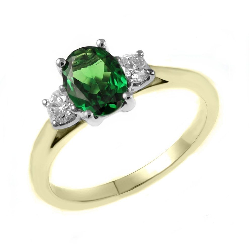 18ct yellow gold 0.66ct tsavorite garnet & 0.25ct diamond ring