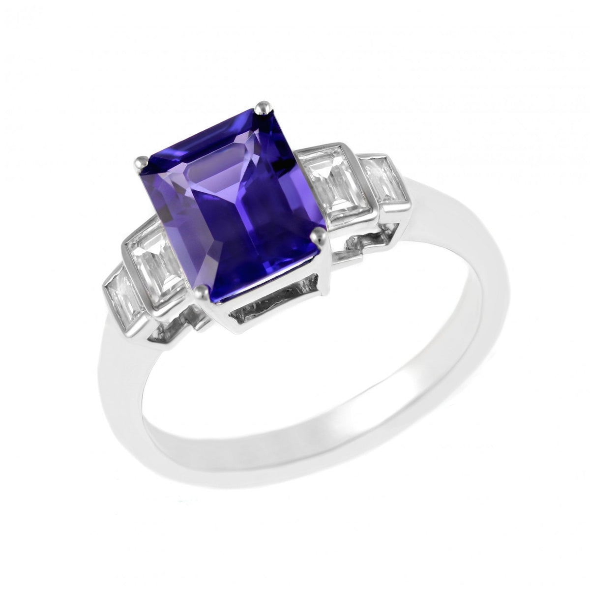 18ct white gold 2.64ct tanzanite & 0.20ct diamond ring