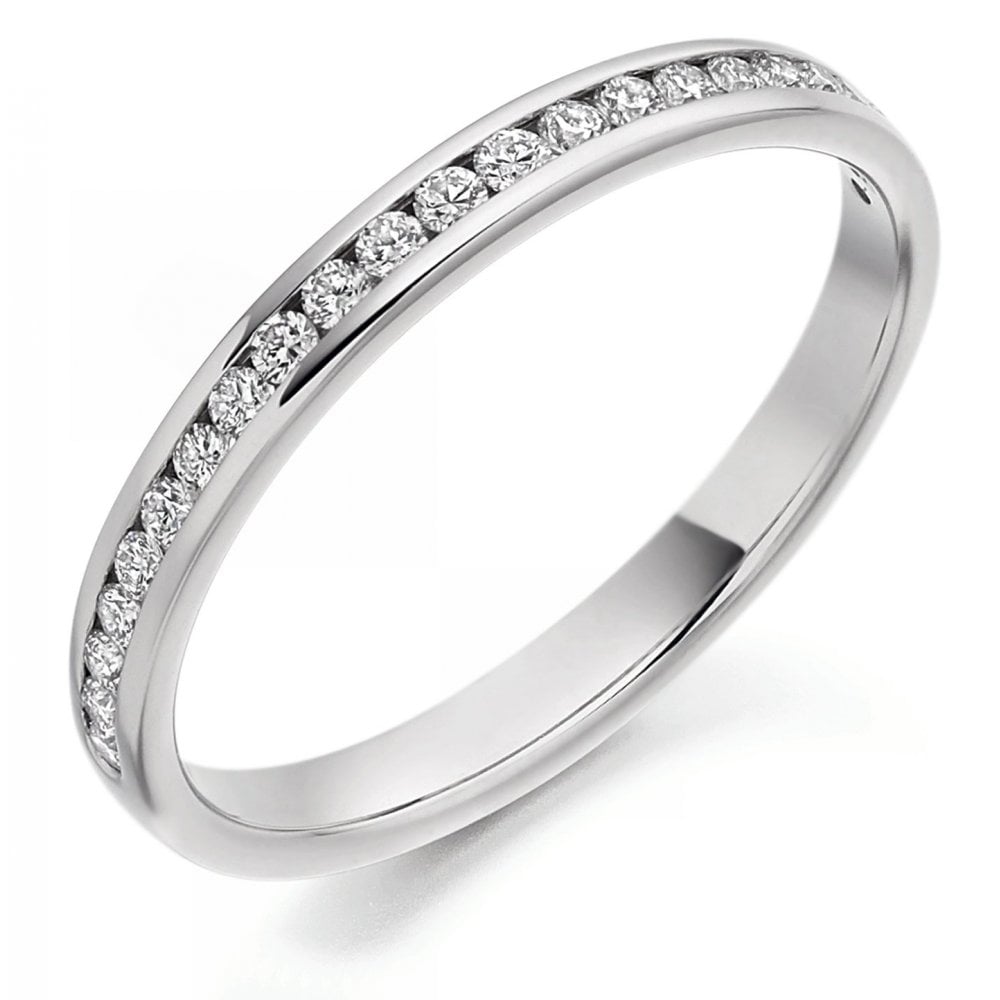 Platinum 0.25ct round brilliant cut half eternity diamond ring