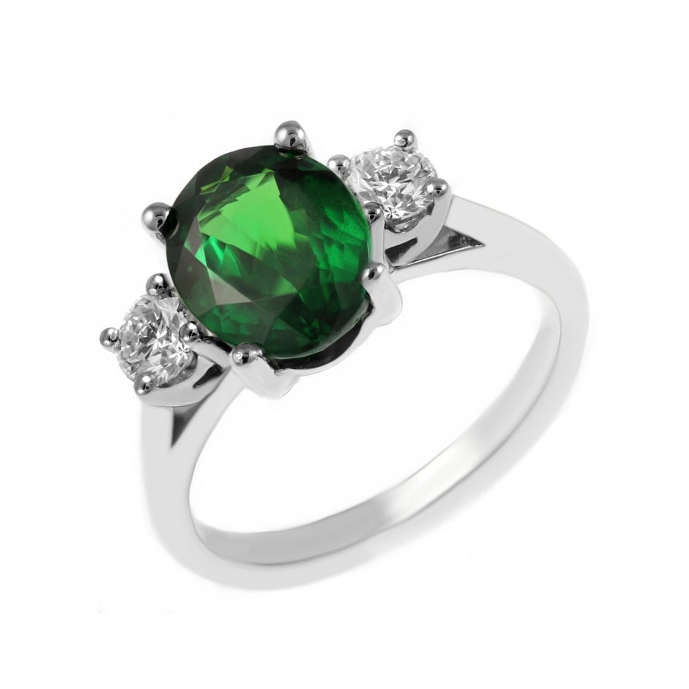 Platinum 1.84ct tsavorite garnet & 0.30ct diamond ring