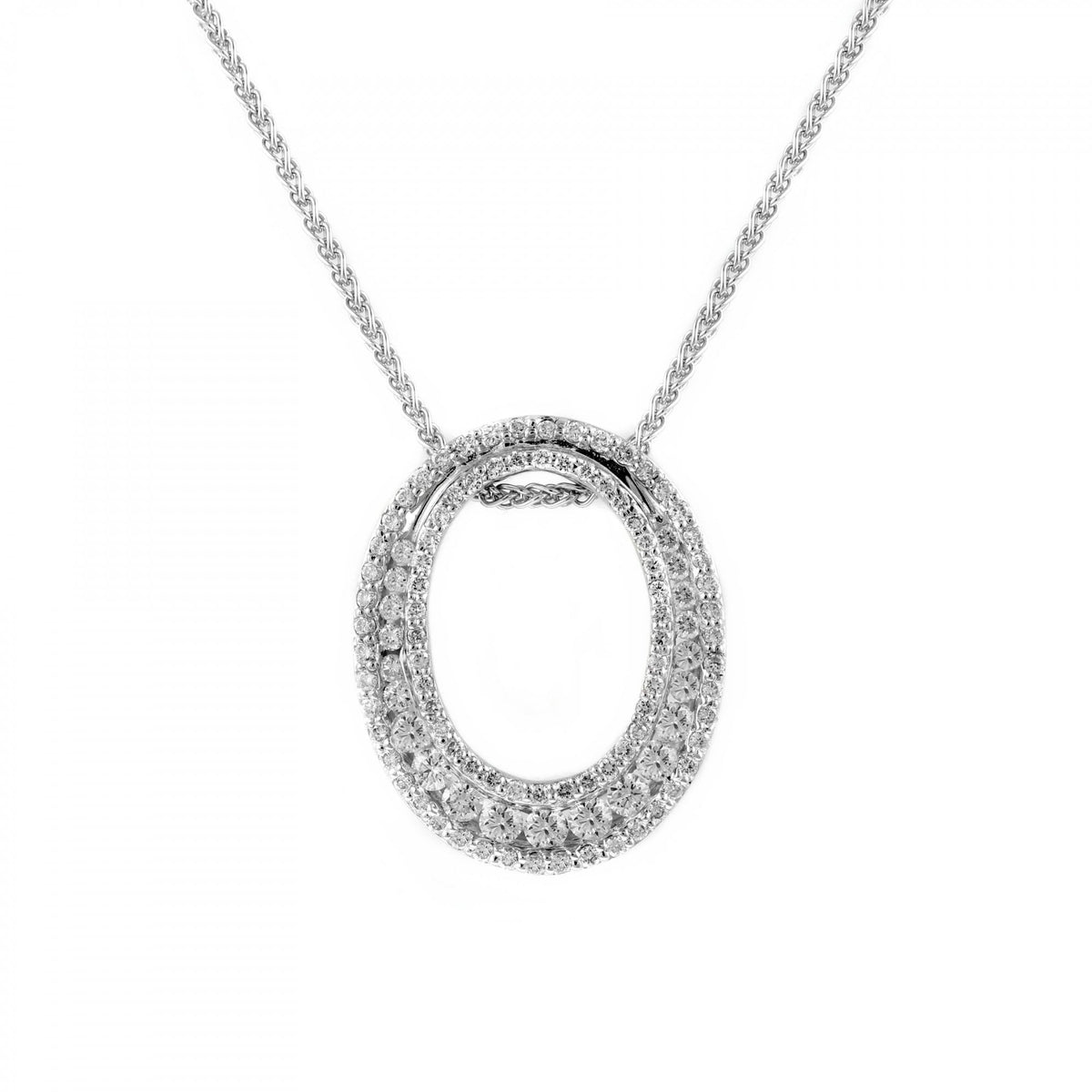 18ct white gold 0.80ct oval shaped diamond pendant