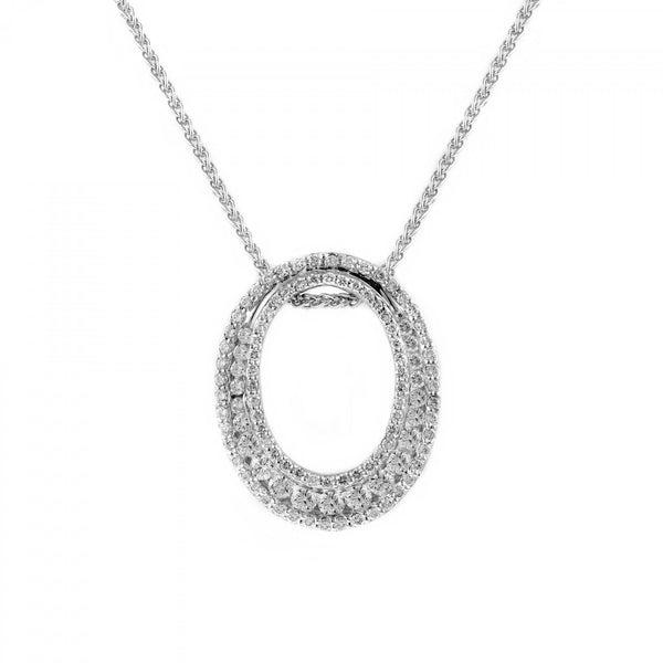 18ct white gold 0.80ct oval shaped diamond pendant