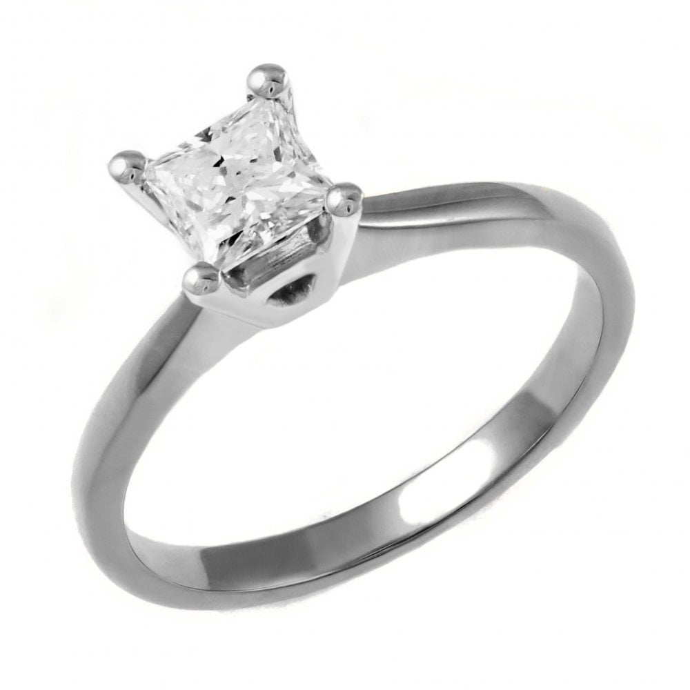 Platinum 0.74ct D VS2 GIA princess cut diamond ring