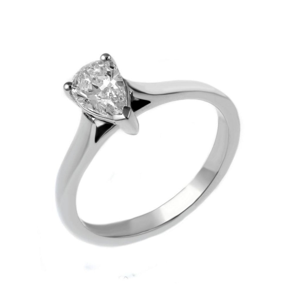 Platinum 0.50ct E VS2 GIA pear cut diamond ring