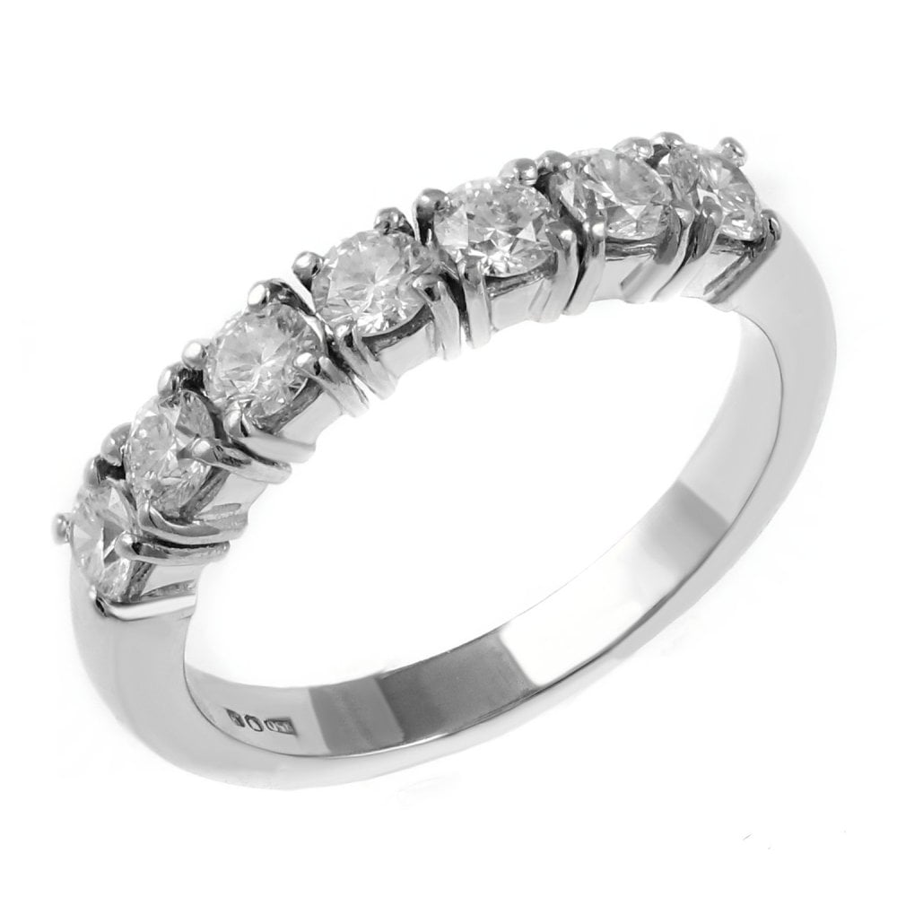 Platinum 0.80ct round brilliant cut diamond half eternity ring