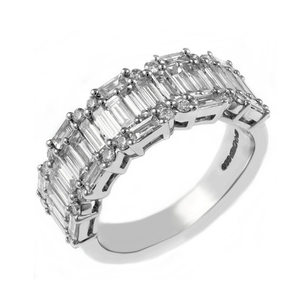 Platinum 2.18ct baguette & round diamond cluster ring