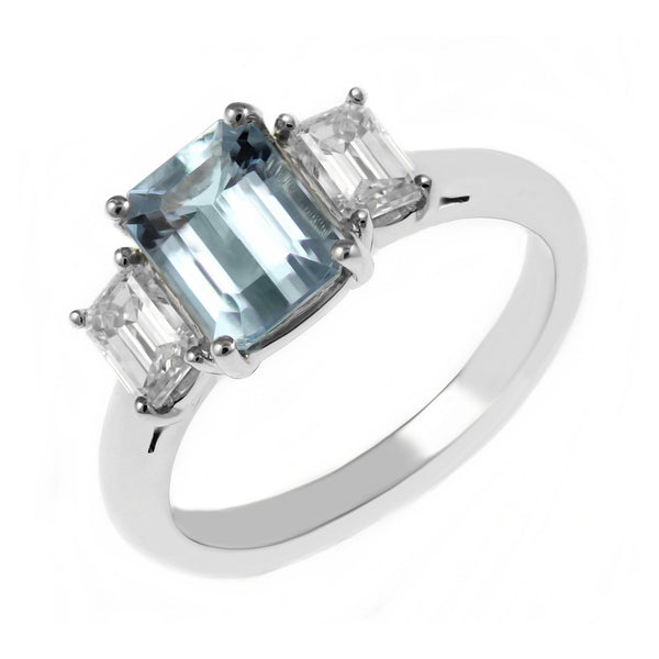 Platinum 1.39ct aquamarine & 0.81ct diamond ring