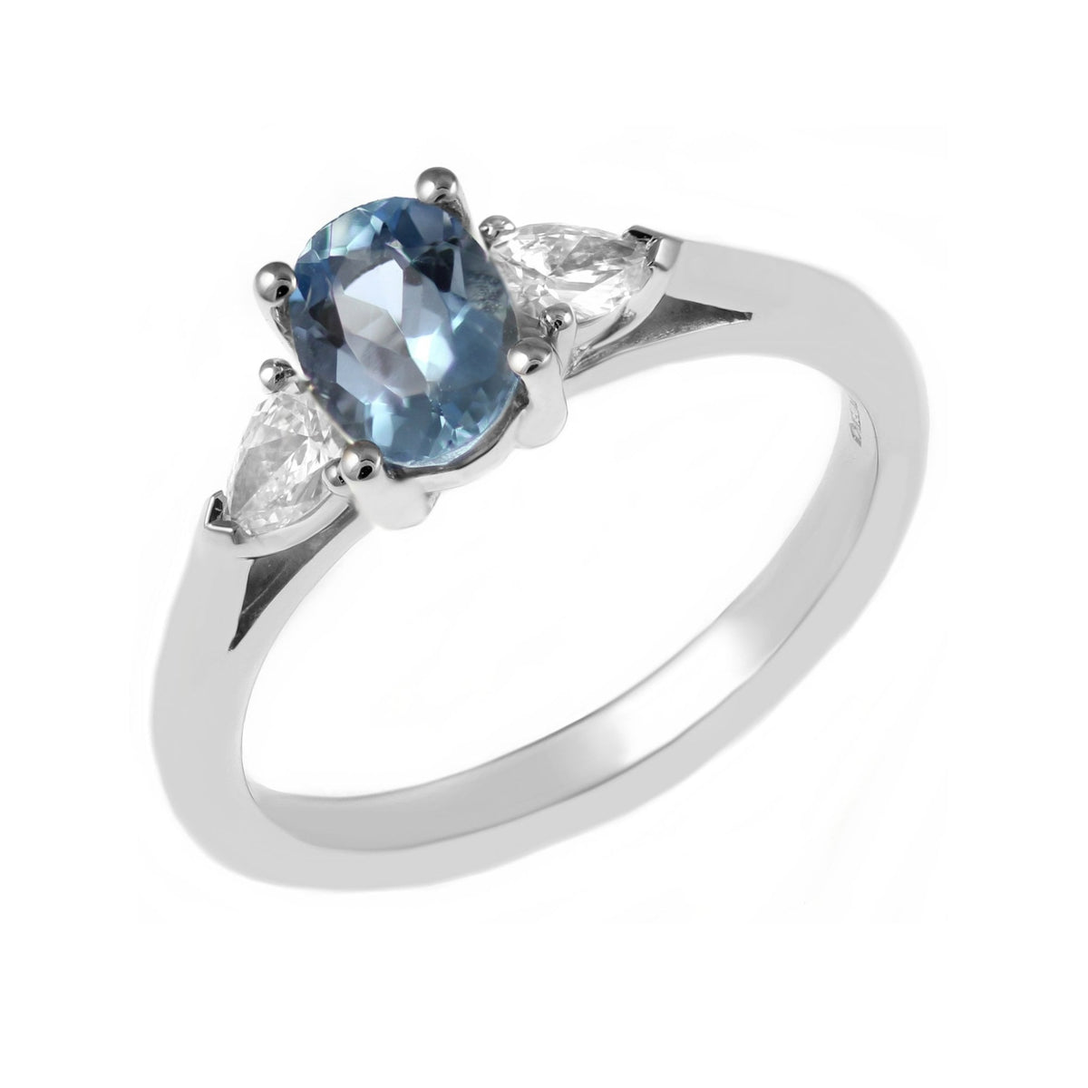 Platinum 0.77ct aquamarine & 0.25ct diamond ring