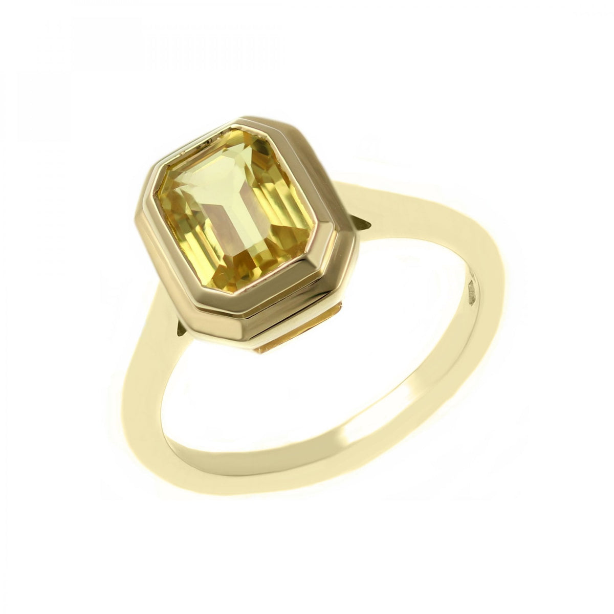 18ct yellow gold 1.32ct emerald cut yellow sapphire ring