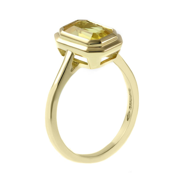 18ct yellow gold 1.32ct emerald cut yellow sapphire ring