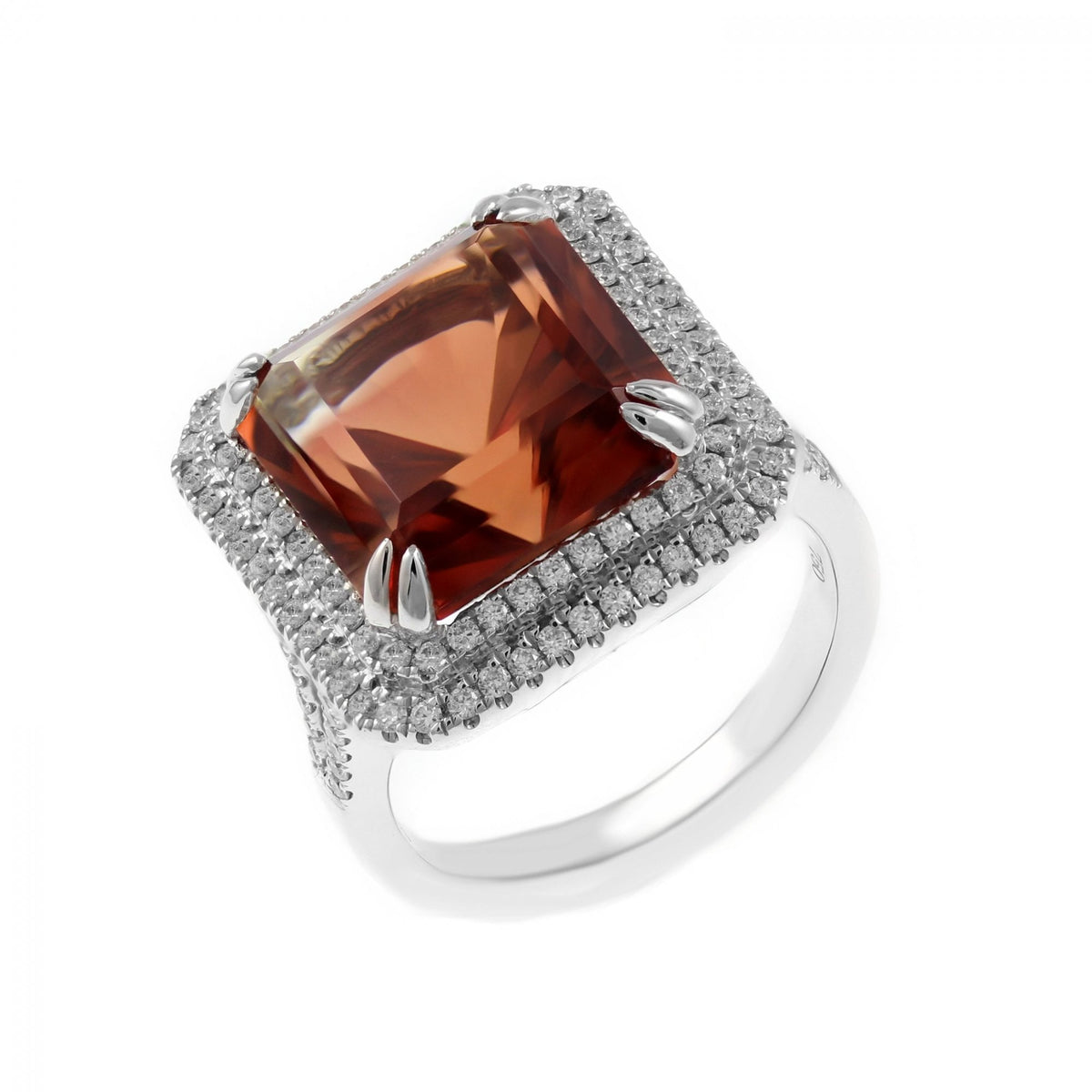 18ct white gold 10.44ct sunstone & 0.71ct diamond ring