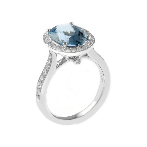 Platinum 3.78ct aquamarine & 0.57ct diamond ring