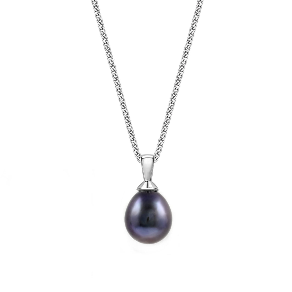 18ct white gold 9mm x 8.5mm black freshwater pearl pendant