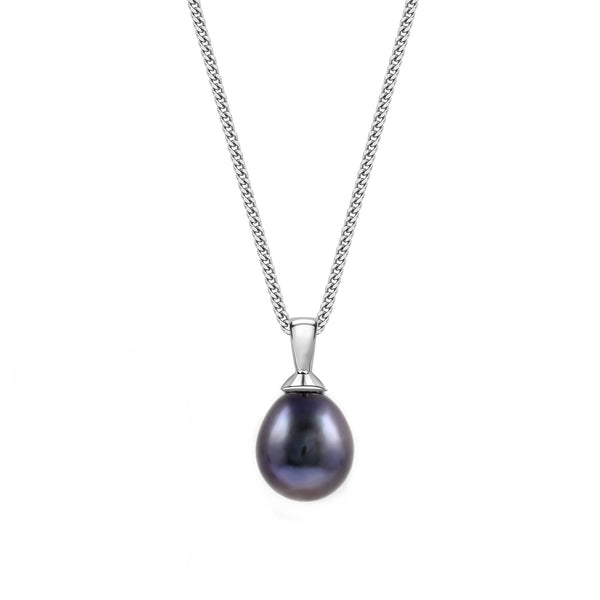 18ct white gold 9mm x 8.5mm black freshwater pearl pendant