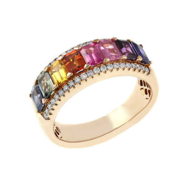 18ct rose gold 1.91ct multi sapphire & 0.20ct diamond ring
